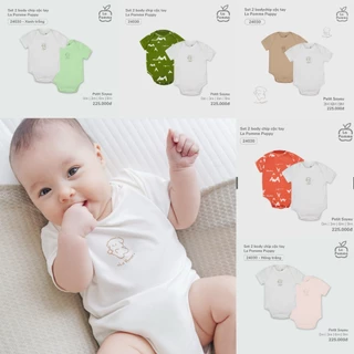 La Pomme New Set 2 Bodychip, Body Vải Petit Mềm Mịn Co Giãn Tốt Vai Chồm Cho Bé Trai Và Bé Gái Từ Sơ Sinh Nhiều Mẫu