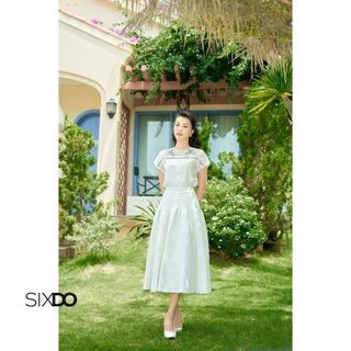 Chân váy xòe xếp lý SIXDO (White Pleated Midi Raw Skirt)