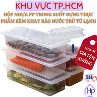 [Sỉ Siêu Rẻ] Hộp Nhựa Pp Trong Suốt Đựng Thực Phẩm Có Khay Ráo Nước Hình Chữ Nhật Bảo Quản Tủ Lạnh