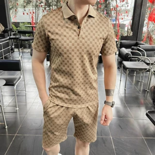 Đồ bộ nam mùa hè cổ bẻ in hoạ tiết chất vải cao cấp dày dặn Menswear Áo Polo Có Cổ