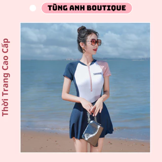 (Sẵn-Hỏa tốc) Bikini đi biển liền thân cho nữ đồ bơi 1 mảnh dáng váy kín đáo du lịch phong cách thể thao