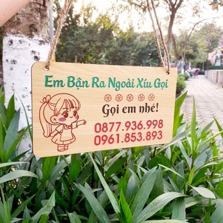 Bảng biển gỗ treo cửa Gọi mình nhé - Tạm Vắng - Hiển thị Số Điện Thoại : Chỉ cần Ghi chú SDT và đặt đơn khách nha!