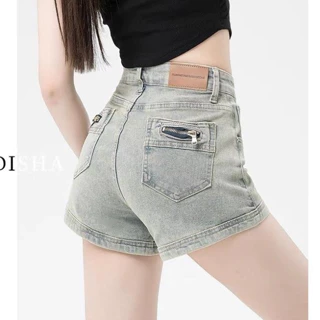 Quần Short Jeans Nữ , Quần Đùi Nữ Chất Liệu Denim Phối Túi Sau Phong Cách Đường Phố Chất Jean Dày Dặn L010