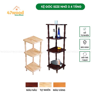 Kệ góc tường gỗ cao su lắp ráp - Kệ để góc 47wood size nhỏ