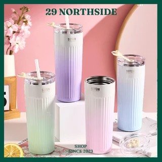 Bình Giữ Nhiệt SEYGM Inox 304 500ml Đi Kèm Ống Hút Và Nút Đậy, Nắp Có Gioăng Chống Tràn