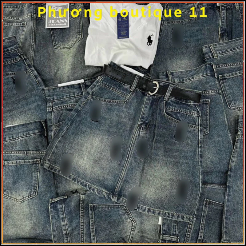 Chân Váy Jeans Cạp Cao Thêu Chữ Y. S. L Siêu Hót, Váy Bò Dày Dặn Dáng Chữ A Không Co Giãn