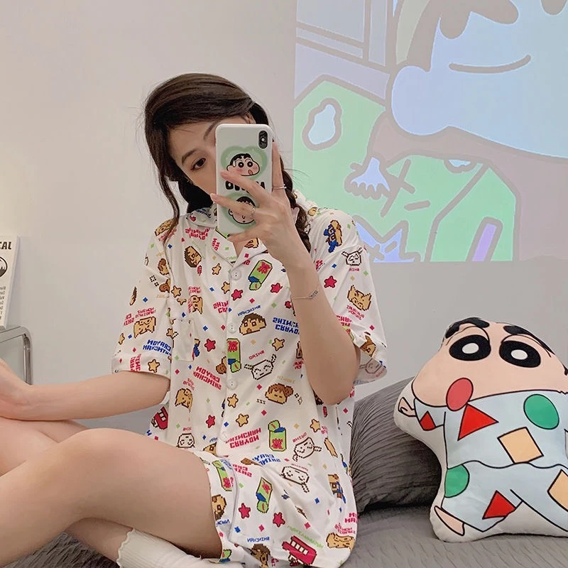 Bộ Ngủ, Set đồ Pijama Họa Tiết Shin Chan kèm quần và áo