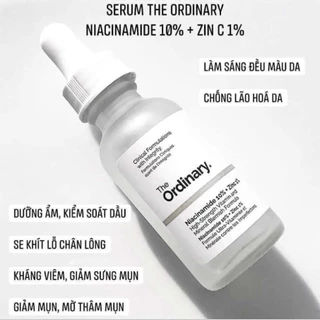 Tinh chất The Ordinary Niacinamide 10% + Zinc 1% giảm mụn, thu nhỏ lỗ chân lông