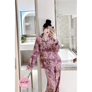 Bộ ngủ mặc nhà pijama rừng hồng lụa xước mát