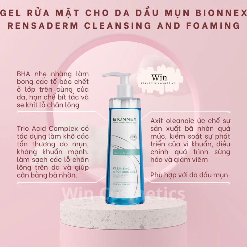 [Hàng cty] Sữa Rửa Mặt Bionnex Rensaderm Cleansing and Foaming cho da dầu mụn - Wincosmetic