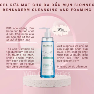 [Hàng cty] Sữa Rửa Mặt Bionnex Rensaderm Cleansing and Foaming cho da dầu mụn - Wincosmetic