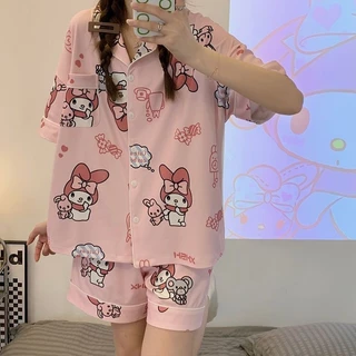 Bộ Đồ Ngủ Melondy, Pijama nữ Form rộng Nữ Dáng Ngắn