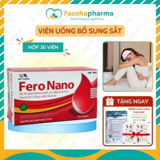 Bổ sung sắt Fero nano inulin vitamin B12 C bồ công anh hỗ trợ giảm rong kinh thiếu máu hiệu quả Hộp 30 Viên TPN7.2