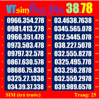 SIM SỐ ĐẸP viettel 09 - TR25-26 Dễ Nhớ - Phong Thuỷ - Cặp gánh,  được nhiều người yêu  thích