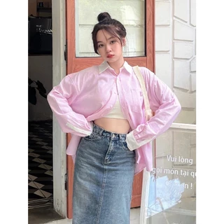 Áo LITA SHIRT áo sơ mi cổ đức họa tiết kẻ phối màu thanh lịch sang trọng by The Camellia Studio