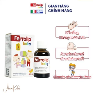 Sắt Ferrolip Baby dạng siro vị đào thơm ngon lọ 30 mL