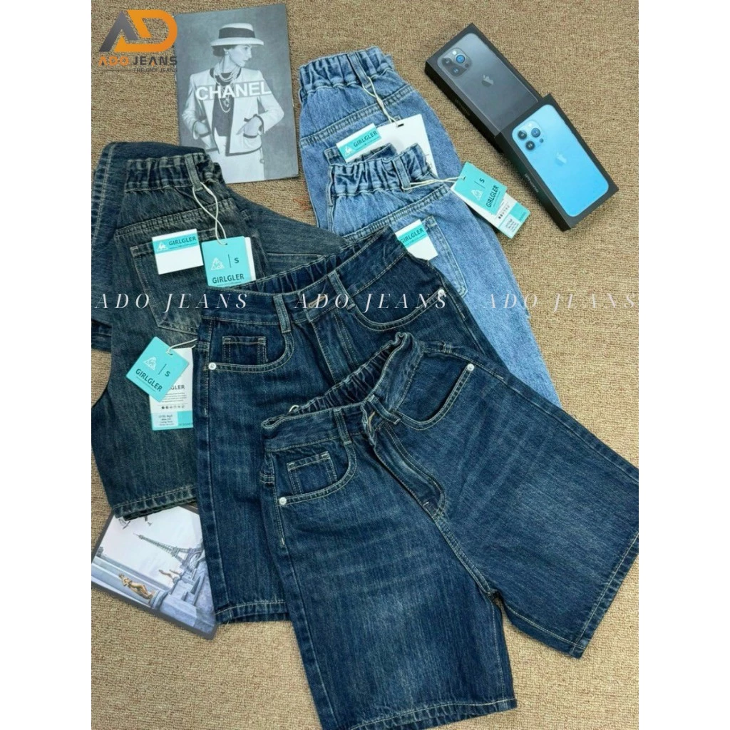 Quần short Jeans lững nữ cạp chun basic chuẩn form tôn dáng -chất Jeans bò dày mịn đẹp có bigsize (Mã N09)