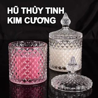 Hũ Thủy Tinh Kim Cương Trang Trí Decor - Phong Cách Hoàng Gia Châu Âu Cho Việc Đựng Nến, Gia Vị, Mứt