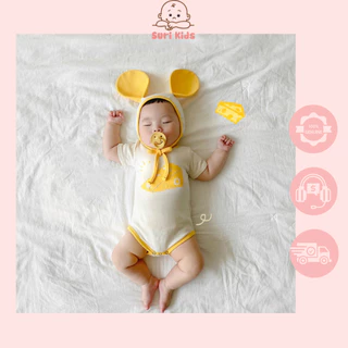 Body liền quần, Bodysuit in hình chú chuột phô mai thời trang mùa hè cho bé - Suri Kids