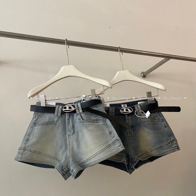 Quần short jeans nữ cá tính viền gấu dáng ngắn cạp cao siêu xinh dễ thương