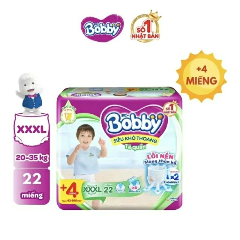 [Mẫu mới] Tã Quần Bobby (S46, M42, L38, XL34, XXL30, XXXL24).....: