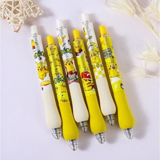 Bút gel mực nước ngòi 0.5mm cao cấp hoạ tiết POKEMON, Bút bi bấm POKEMON có đệm mút viết không đau tay