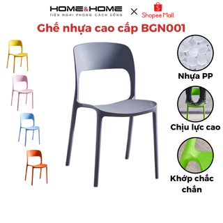 Ghế Nhựa Phòng Khách Cao Cấp HOME&HOME Nhựa PP Ghế Nhựa Bàn Ăn Ghế Chill Ban Công Ghế Sân Vườn BGN001