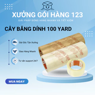 Băng dính, băng keo trong/đục 4.8cm 100 Yard 1.2kg/cây 6 cuộn dính chắc lõi mỏng đóng hàng, dán thùng