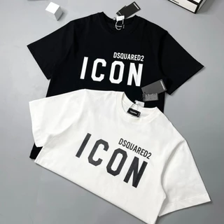 Áo thun nam nữ in hình chữ ICON, áo phông tay lỡ fom rộng chất cotton co giãn 4 chiều unisex.