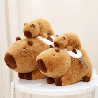 Gấu Bông Capybara Cõng con, chuột lang đôi có dây rút tự động thu lại được. Hàng Quảng Châu