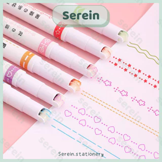 Bút highlight đầu lăn họa tiết SEREIN set 6 bút highlight đánh dấu nhiều màu văn phòng phẩm phong cách Hàn Quốc