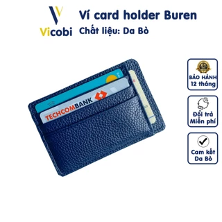 Ví mini card holder da bò Vicobi Xanh Dương M2