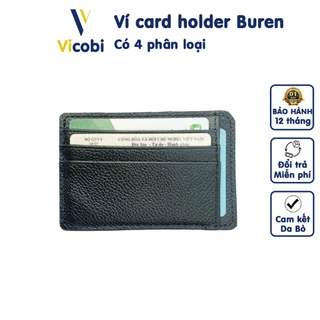Ví đựng thẻ Da Bò mini card holder Buren Vicobi M2, nhỏ gọn 7,5cm x 11cm