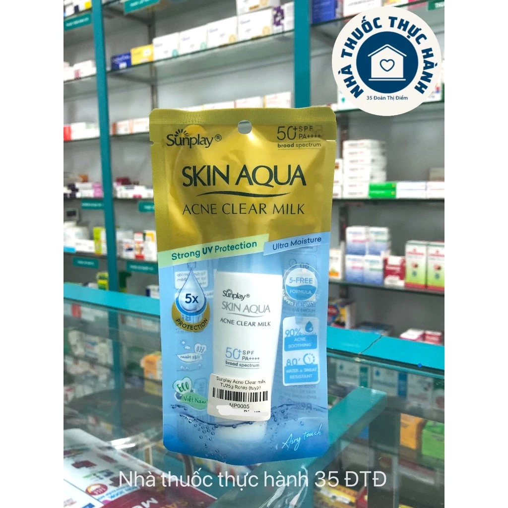 Kem Chống Nắng Sunplay Skin Aqua Clear White SPF 50+ PA++++ 25g Dưỡng Trắng Cho Da Dầu - Dạng Sữa