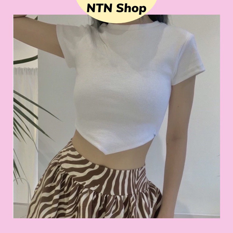 Áo Vạt Nhọn Croptop tay ngắn (al)