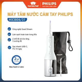 Máy tăm nước cầm tay Philips HX3826/31, làm sạch mảng bám, bảo vệ nướu lợi chắc khỏe, bảo hành 2 năm | Hàng chính hãng