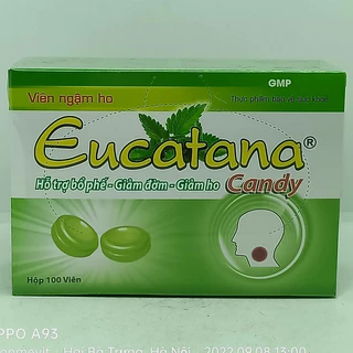 Kẹo ngậm ho thảo dược Eucatana hộp 100 viên, hỗ trợ giảm đau rát họng, giảm ho, mát họng