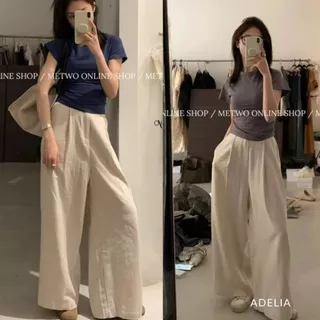 「ADELIA」Quần Linen Nữ Ống Suông Rộng 2 Màu Tiêu Đen Phong Cách Thanh Lịch Adelia.Shop DH561