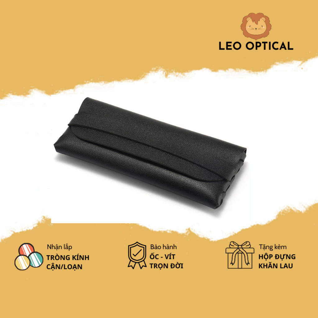 Ví da bao da cài đựng mắt kínhh mát gọng kính cận kính râm LEO OPTICAL