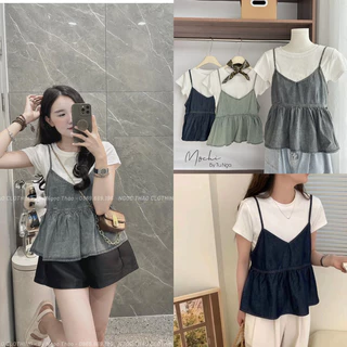 ÁO 2S DENIM DÁNG PEPLUM "JISO TOP" style Ulzzang