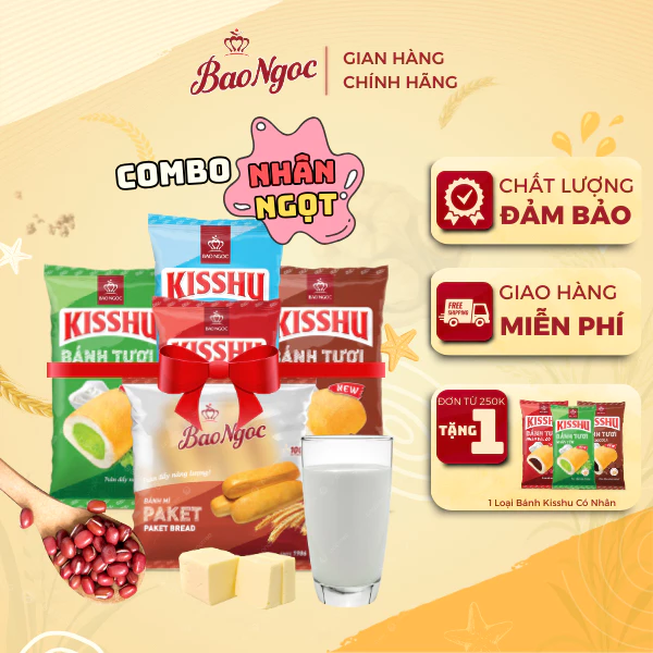 [Combo 5-10 Bánh NHÂN NGỌT] Bánh Mì Tươi Bảo Ngọc Nhân Cốm, Socola, Đậu Đỏ, Sữa Chua, Bơ Sữa...