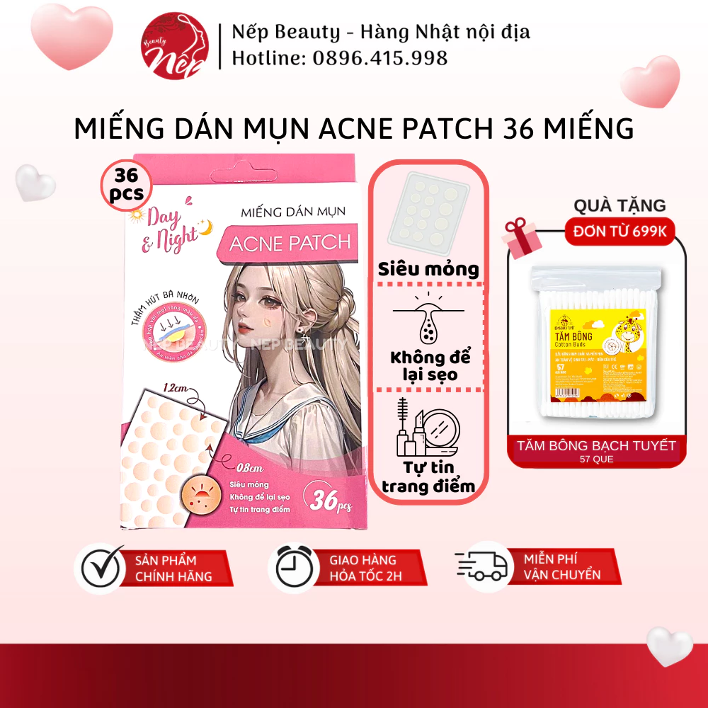 Miếng dán mụn giúp giảm mụn sưng viêm Acnes Clear Day & Night (36 Miếng) - Nepbeauty