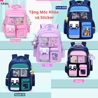 Balo học sinh Lớp 1- Lớp 6 cho bé đi học chống gù chống nước tặng kèm móc khóa và sticker 118