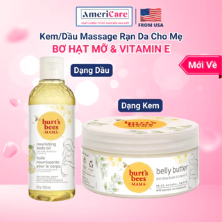 Kem rạn da cho mẹ bầu Burt's Bees mama belly butter bơ hạt mỡ và vitamin E Burt Bee, dầu massage chống rạn da