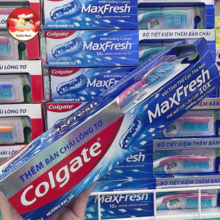 Kem đánh răng Colgate Maxfresh bạc hà the mát 225g/tuýp tặng bàn chải đánh răng lông mềm