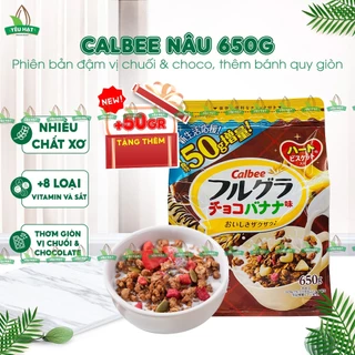 [TẶNG 50G] Ngũ cốc Calbee Nâu Chocolate Crunch & Banana Gói 600gr (Chocolate, Chuối, Quả Mâm Xôi...) - Yêu Hạt