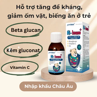 Tăng Đề Kháng Cho Bé Hi Imuno - Hỗ Trợ Tăng Đề Kháng, Giảm Ốm Vặt, Biếng Ăn Ở Trẻ Nhập Khẩu Châu Âu Chai 100ML