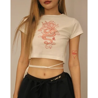 ɢᴏᴏᴅ ʟᴇᴛᴛᴇʀ ʜ - Áo Thun Crop Top Cột Dây - QiJiLong Crop