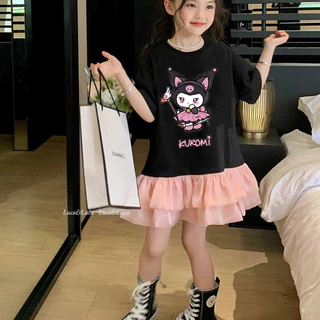 [Bé sơ sinh-18 tuổi] Đầm váy Kuromi cotton 4 chiều đen pastel mềm bé gái đi học đi chơi đến 45kg
