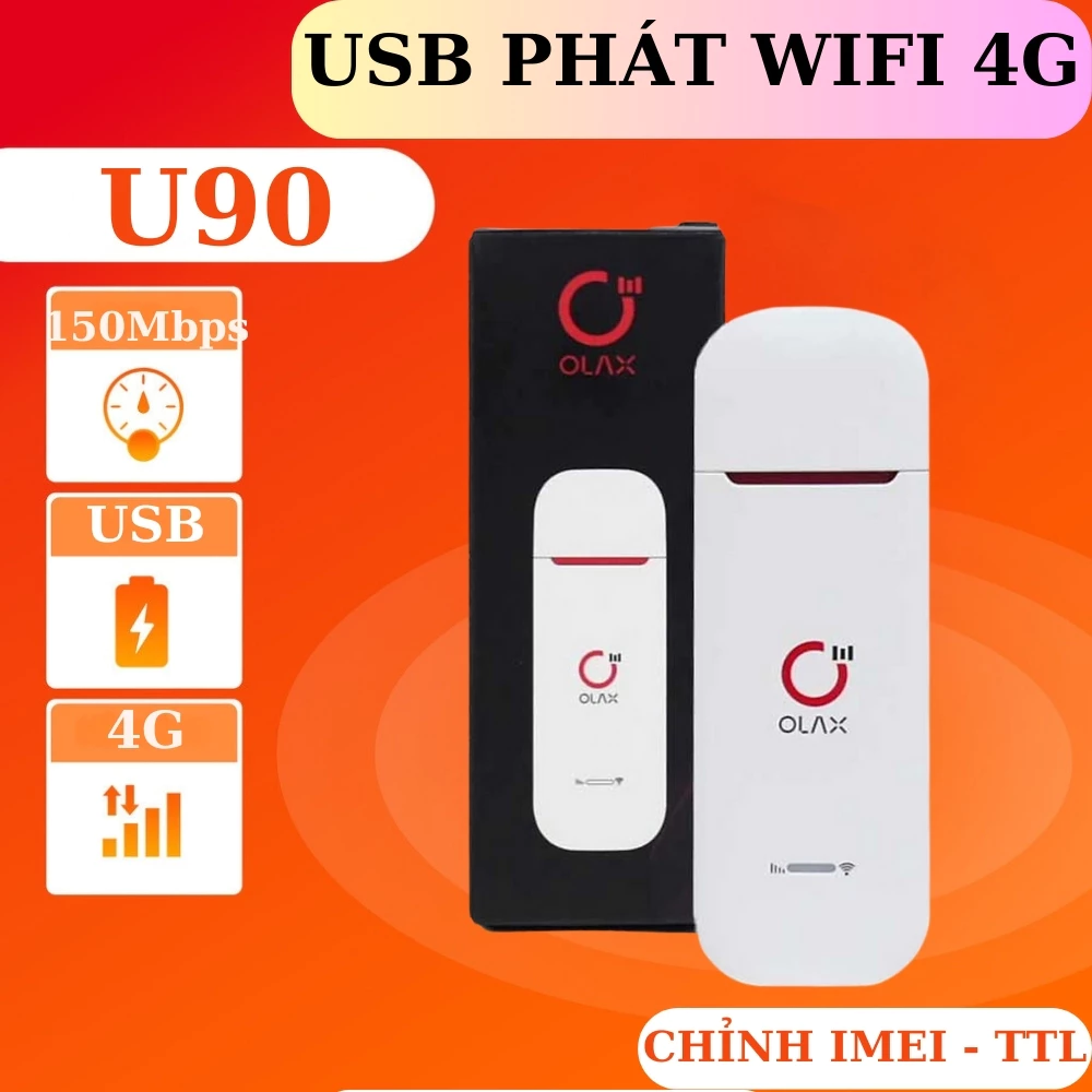 Phát Wifi 4G Olax U90 tốc độ 150Mbps đa mạng – hỗ trợ 10 thiết bị truy cập cùng lúc